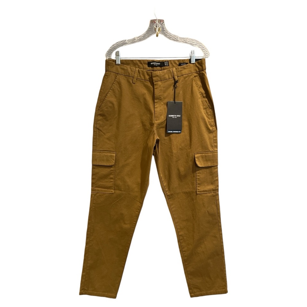 Kenneth Cole Men's Cargo Pants in Techni Cole Tobacco Color, Flat Front NWT‎